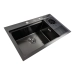 Kitchen sink PVD 78*46 black Platinum Handmade with kitchen faucet + dispenser and colander - Фото № 1