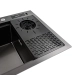 Kitchen sink PVD 78*46 black Platinum Handmade with kitchen faucet + dispenser and colander - Фото № 3
