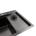Kitchen sink PVD 78*46 black Platinum Handmade with kitchen faucet + dispenser and colander - Фото № 4