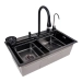 Кухонная мойка 75*46F черная PVD Valeso Handmade "Водопад" Fly rain - Фото № 10