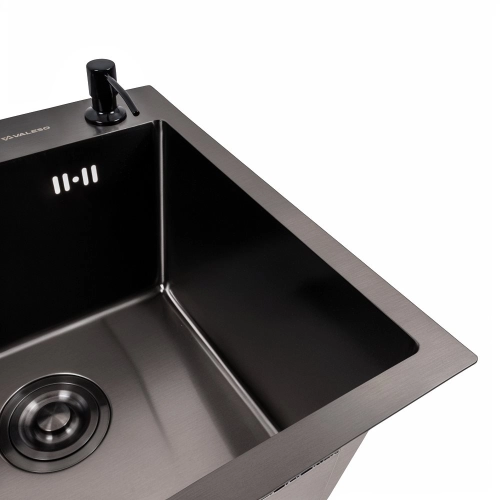 Кухонная мойка 45*45 Valeso Handmade PVD черная (сифон круглый 3,0/0,8) - Фото № 2