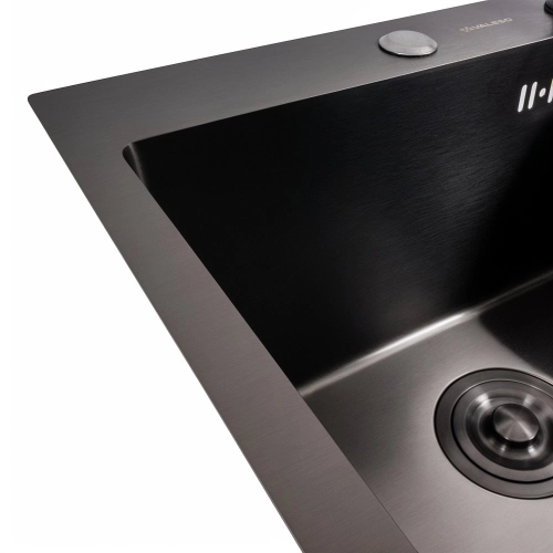 Кухонная мойка 45*45 Valeso Handmade PVD черная (сифон круглый 3,0/0,8) - Фото № 3