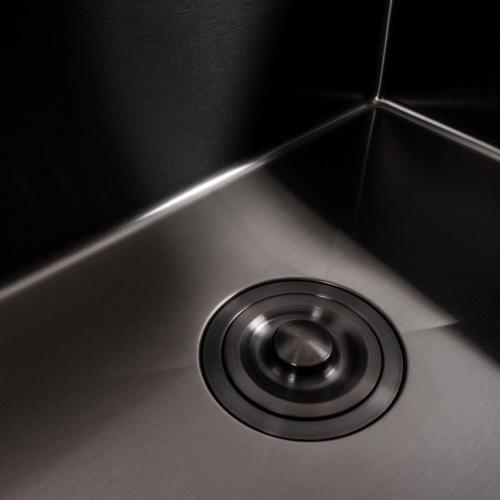 Кухонная мойка 58*43 PVD черная Valeso Handmade (сифон круглый, 3,0/0,8) - Фото № 4