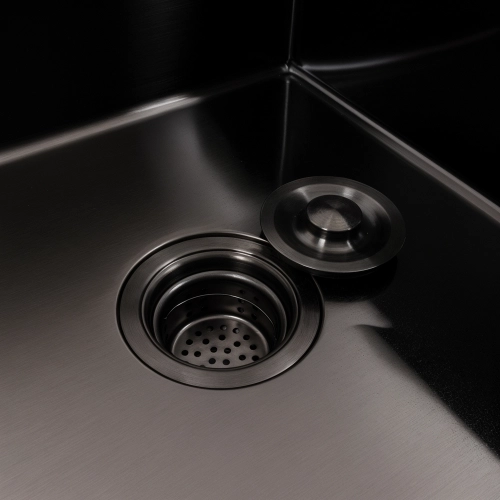 Кухонная мойка CM 65*50 R черная PVD VALESO Handmade (круглый сифон 3,0/0,8) - Фото № 4