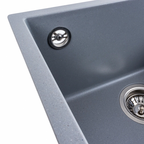 Гранитная мойка для кухни VALESO RUBA 4040 матовая Серый металлик - Фото № 10