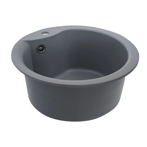 Гранитная мойка для кухни VALESO 480 TURAS матовая Серый металлик - Фото № 6