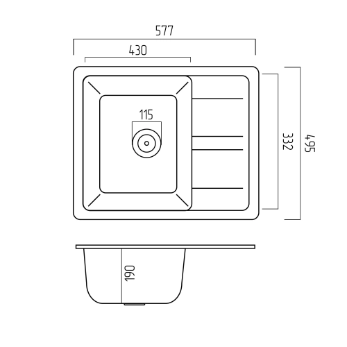 Гранитная мойка для кухни VALESO ARIA 5851 матовая Белоснежная - Фото № 1