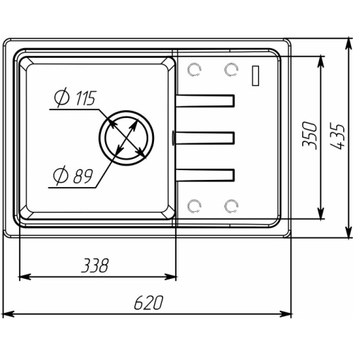 Гранитная мойка для кухни VALESO LIANA 6243 матовая Карбон - Фото № 6