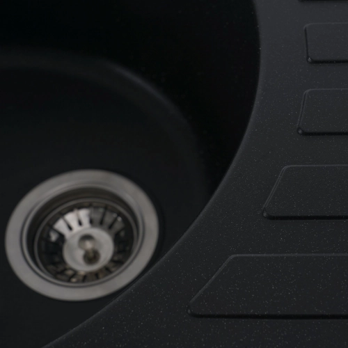 Гранитная мойка для кухни VALESO SOUL 6250 матовая Черный металлик - Фото № 2