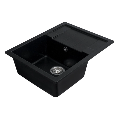 Гранитная мойка для кухни VALESO INTENSO 6550 матовая Черный металлик - Фото № 3