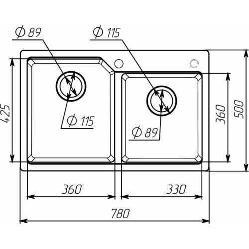 Гранитная мойка для кухни VALESO HARMONY 7850 матовая Серый металлик - Фото № 5