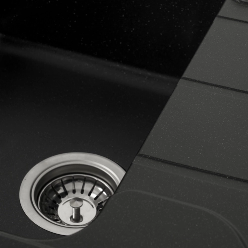 Гранитная мойка для кухни VALESO VERONA 7850 матовая Черный металлик - Фото № 4