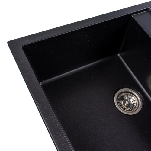 Гранитная мойка для кухни VALESO SELENA 7950 матовая Черный металлик - Фото № 1