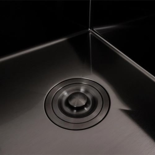 Кухонная мойка CM 58*48 L черная PVD VALESO Handmade (круглый сифон 3,0/0,8) - Фото № 4