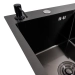 Кухонная мойка CM 58*48 L черная PVD VALESO Handmade (круглый сифон 3,0/0,8) - Фото № 3