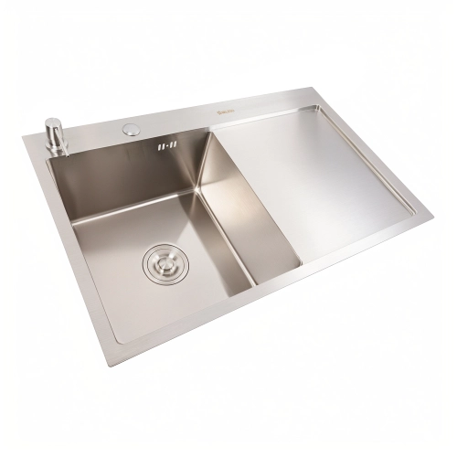 Кухонная мойка CM 78*50 L нержавейка VALESO Handmade (круглый сифон 3,0/0,8) - Фото № 1