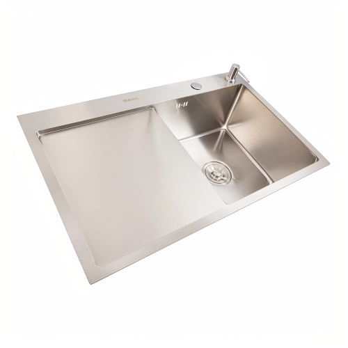 Кухонная мойка CM 78*50 R нержавейка VALESO Handmade (круглый сифон 3,0/0,8) - Фото № 1