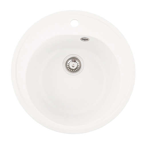 Гранитная мойка для кухни VALESO LUNA 510 матовая Белоснежная - Фото № 2