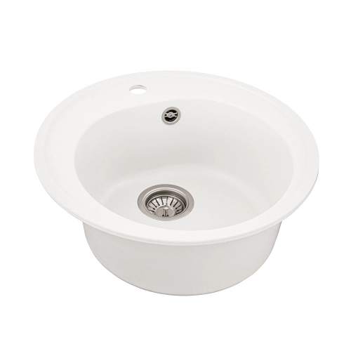 Гранитная мойка для кухни VALESO LUNA 510 матовая Белоснежная - Фото № 5