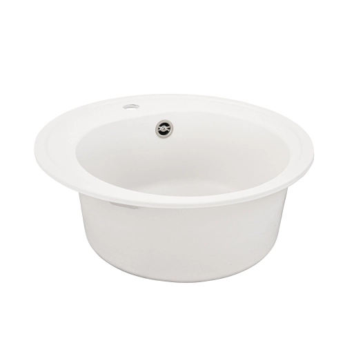 Гранитная мойка для кухни VALESO LUNA 510 матовая Белоснежная - Фото № 8