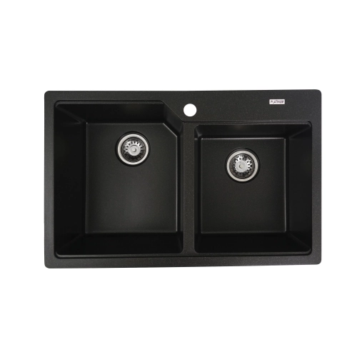 VALESO HARMONY 7850 Granite Kitchen Sink, Matte Black Metallic