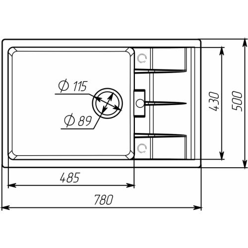 Гранитная мойка для кухни VALESO 7850 ROMA матовая (белый в точку) - Фото № 4