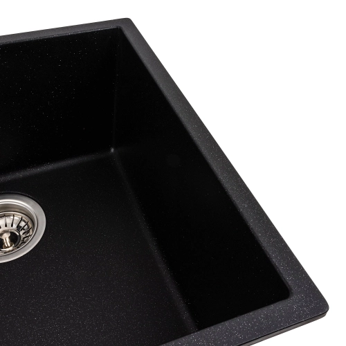 Гранитная мойка для кухни VALESO RUBA 4040 матовая Черный металлик - Фото № 8