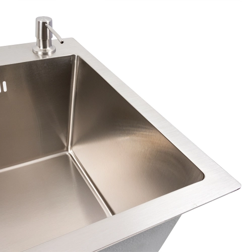 Кухонная мойка 58*43 нержавейка VALESO Handmade (сифон круглый, 3.0/0.8) - Фото № 2