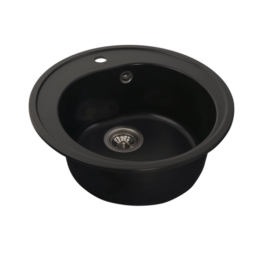 Гранитная мойка для кухни VALESO LUNA 510 матовая Черная - Фото № 1