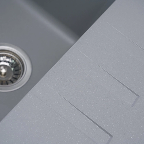 Гранитная мойка для кухни VALESO LIANA 6243 матовая Серый металлик - Фото № 2