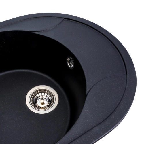 Гранитная мойка для кухни VALESO ONYX 5847 матовая Черный металлик - Фото № 5