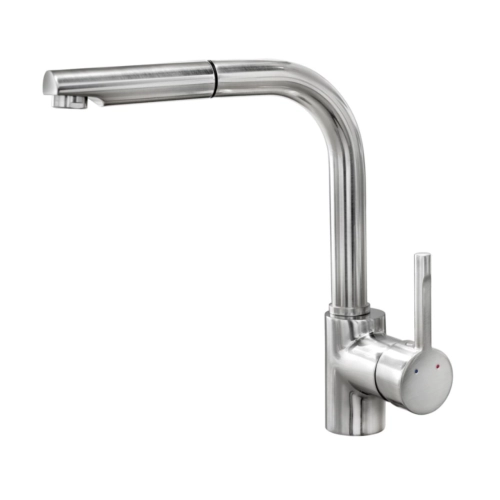 Смеситель кухонный с выдвижной воронкой VALESO Q411B нержавейка - Фото № 2