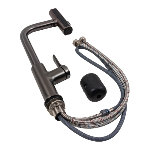 Смеситель кухонный с поворотным аэратором VALESO TH37 PVD черный - Фото № 1