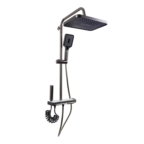 Душевая колонна VALESO NSK078 PVD черная с индикатором температуры