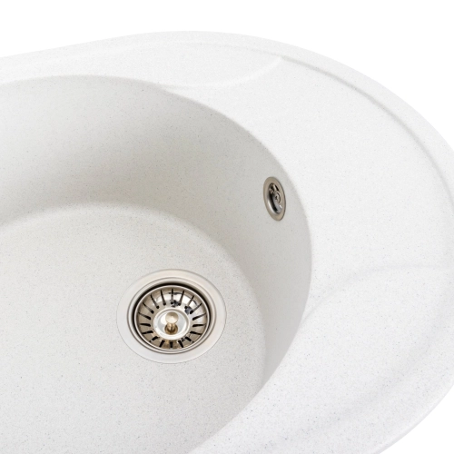 Гранитная мойка для кухни VALESO ONYX 5847 матовая Белая в точку - Фото № 5