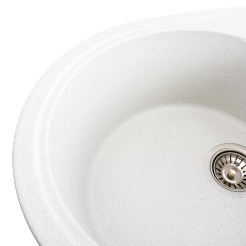 Гранитная мойка для кухни VALESO ONYX 5847 матовая Белая в точку - Фото № 7