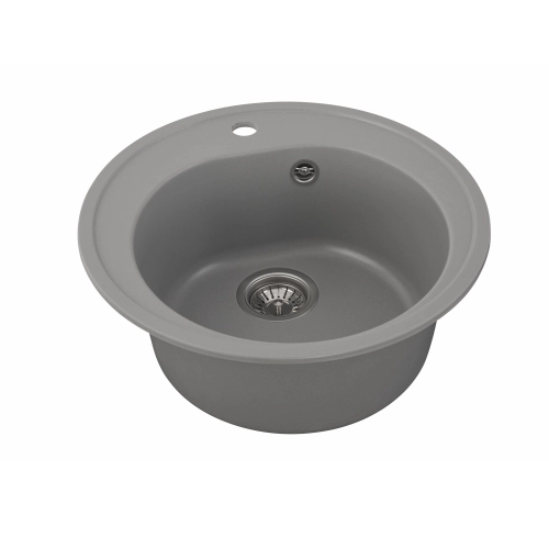 Гранитная мойка для кухни VALESO LUNA 510 матовая Серый металлик - Фото № 1