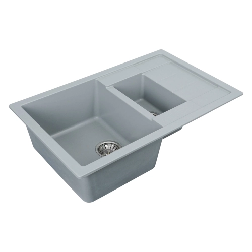 Гранитная мойка для кухни VALESO TOSKANA 7850W матовая Серый металлик - Фото № 2