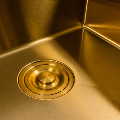 Кухонная мойка 50*50 PVD Gold Valeso Handmade (сифон круглый, 3,0/0,8) - Фото № 4