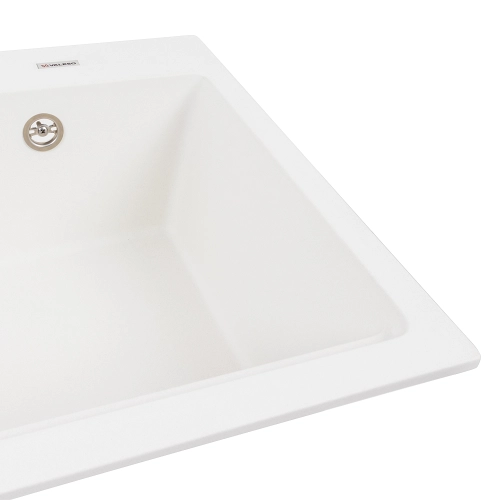 Гранитная мойка для кухни VALESO NIKA 7545 матовая Белоснежная - Фото № 2