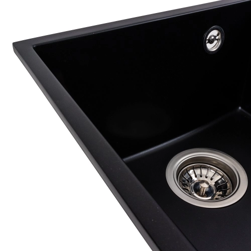 Гранитная мойка для кухни VALESO ROXY 3744 матовая Черная - Фото № 3
