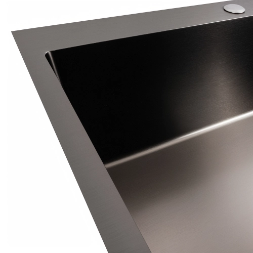 Кухонная мойка VALESO Handmade PVD 70*50 черная (сифон круглый, 3,0/0,8) - Фото № 3