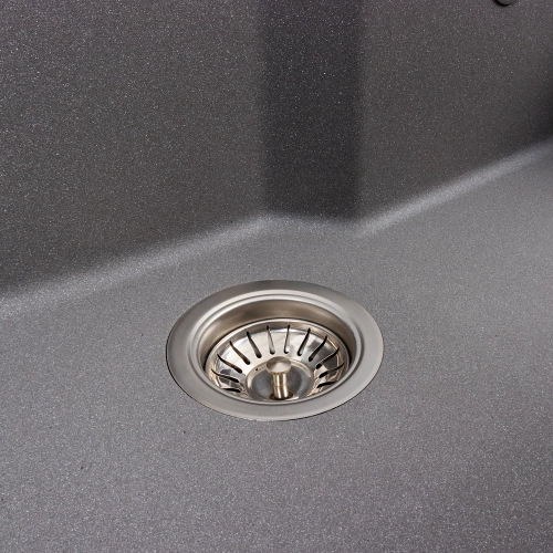 Гранитная мойка для кухни VALESO NIKA 7545 матовая Серый муссон - Фото № 4