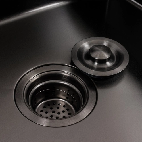 Кухонная мойка черная 60*50 PVD VALESO Handmade (сифон круглый, 3,0/0,8) - Фото № 5