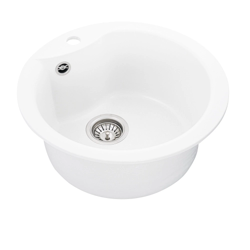 Гранитная мойка для кухни VALESO TURAS 480 матовая Белоснежная - Фото № 1