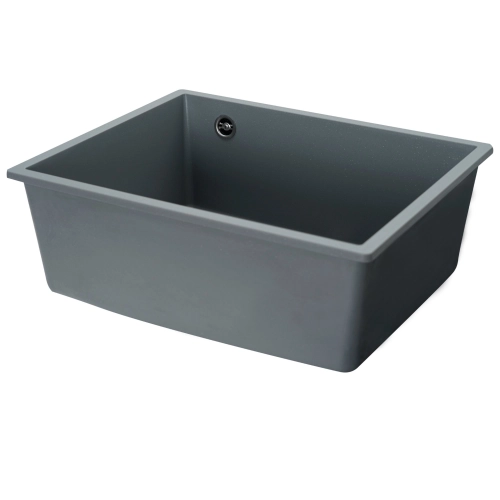 Гранитная мойка для кухни VALESO OASIS 5444 матовая Серый металлик - Фото № 3