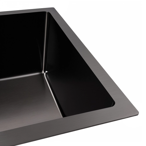 Кухонная мойка PVD черная 58*43 VALESO Handmade монтаж под столешницу (3.0/0.8) - Фото № 2