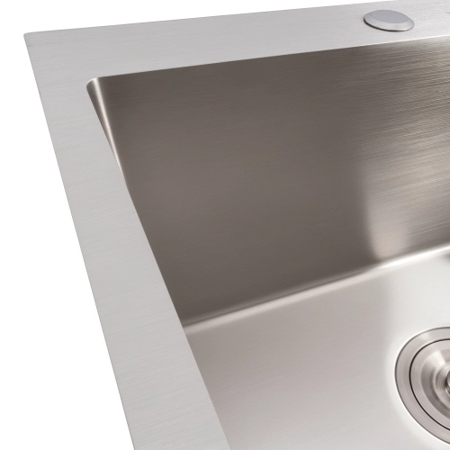 Кухонная мойка 50*50 нержавейка Valeso Handmade (сифон круглый, 2,0/0,5) - Фото № 3