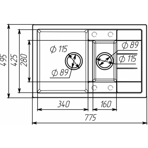 Гранитная мойка для кухни VALESO TOSKANA 7850W матовая Белая в точку - Фото № 5
