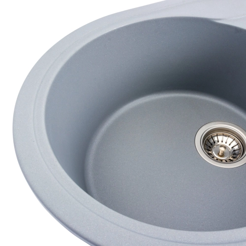 Гранитная мойка для кухни VALESO ONYX 5847 матовая Серый металлик - Фото № 6